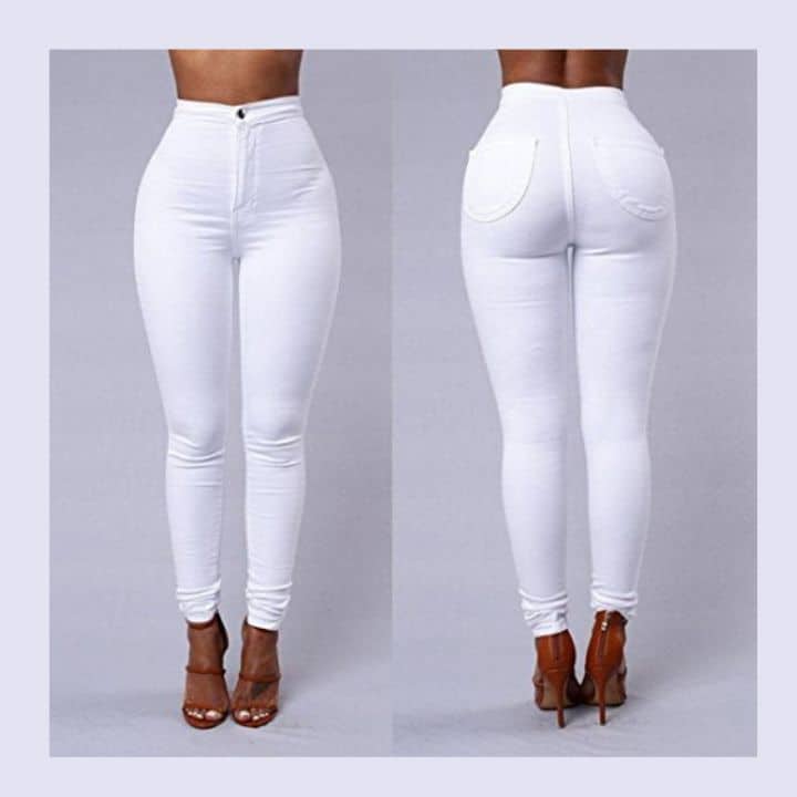 High Waisted White Jeans